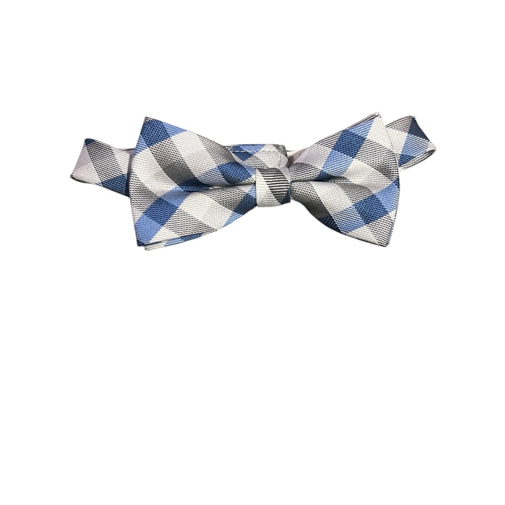 Stylish Blue and Gray Checkered Bow Tie